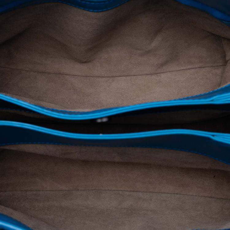 Pre Owned Bottega Veneta Blue Small Nappa Intrecciato Roma Satchel