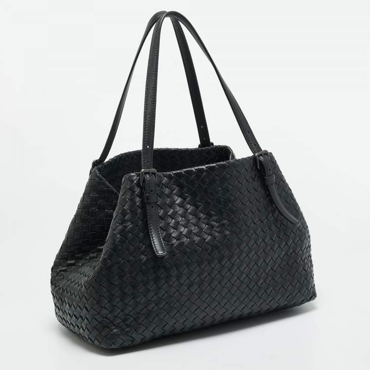 Pre Owned Bottega Veneta Cesta Black Intrecciato Leather Tote