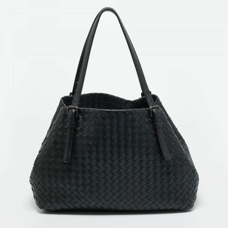 Pre Owned Bottega Veneta Cesta Black Intrecciato Leather Tote