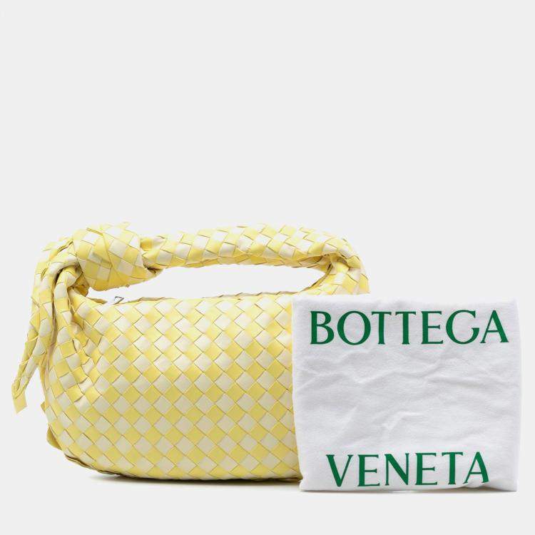 Pre Owned Bottega Veneta Yellow Teen Bicolor Nappa Intrecciato Dragon Jodie