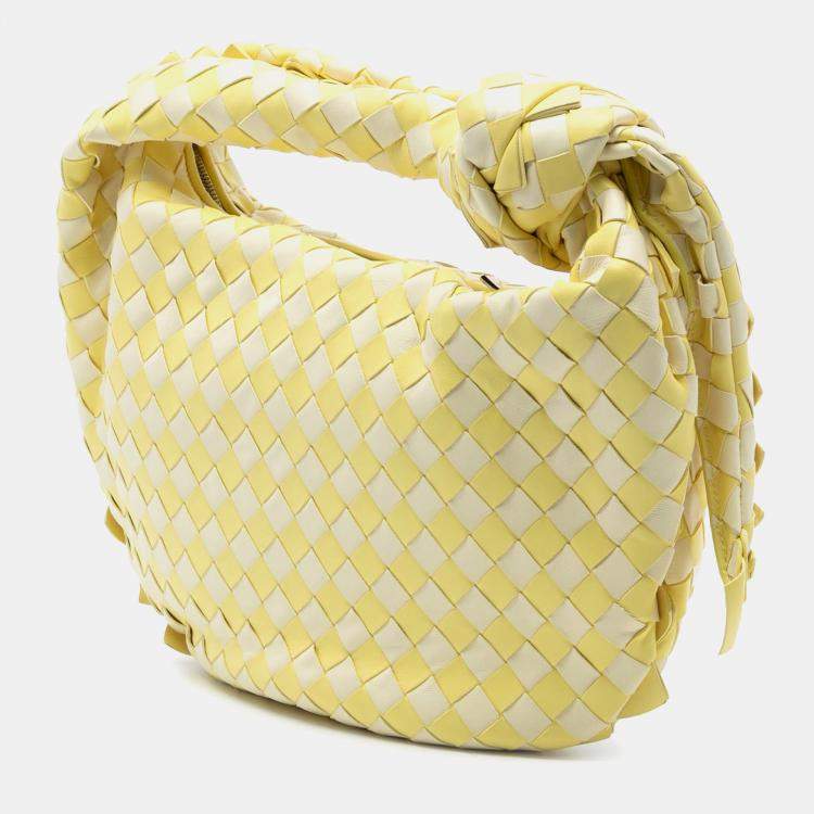 Pre Owned Bottega Veneta Yellow Teen Bicolor Nappa Intrecciato Dragon Jodie