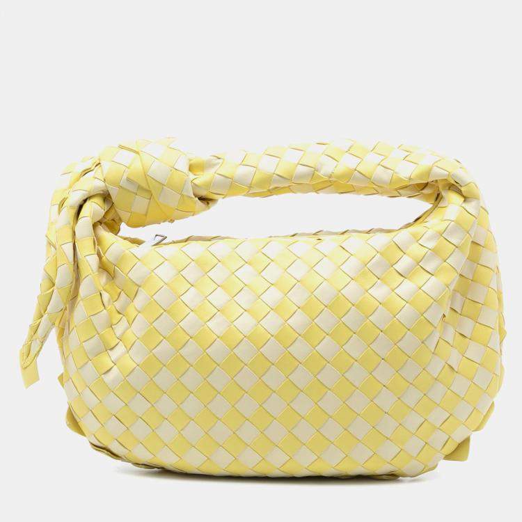 Pre Owned Bottega Veneta Yellow Teen Bicolor Nappa Intrecciato Dragon Jodie