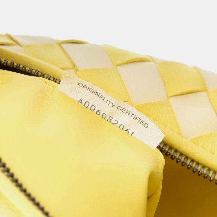 Pre Owned Bottega Veneta Yellow Teen Bicolor Nappa Intrecciato Dragon Jodie
