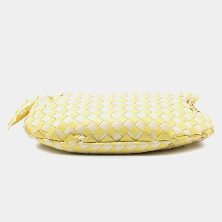 Pre Owned Bottega Veneta Yellow Teen Bicolor Nappa Intrecciato Dragon Jodie