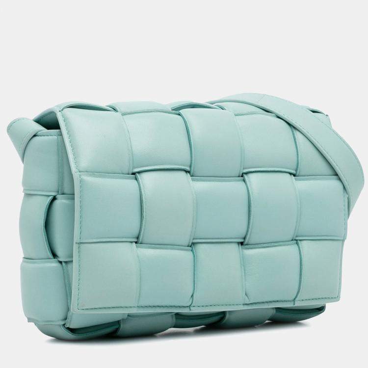 Pre Owned Bottega Veneta Blue Nappa Intrecciato Padded Cassette Crossbody