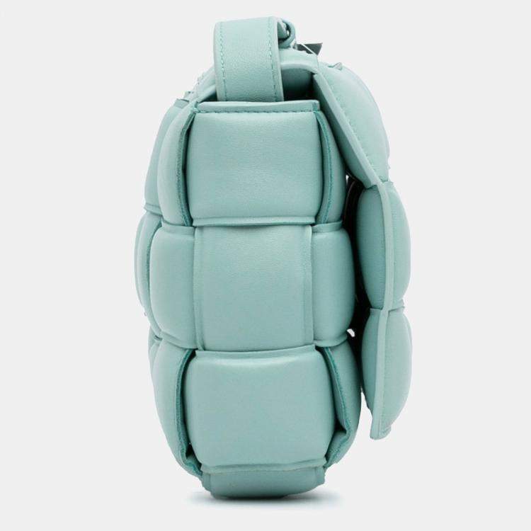 Pre Owned Bottega Veneta Blue Nappa Intrecciato Padded Cassette Crossbody