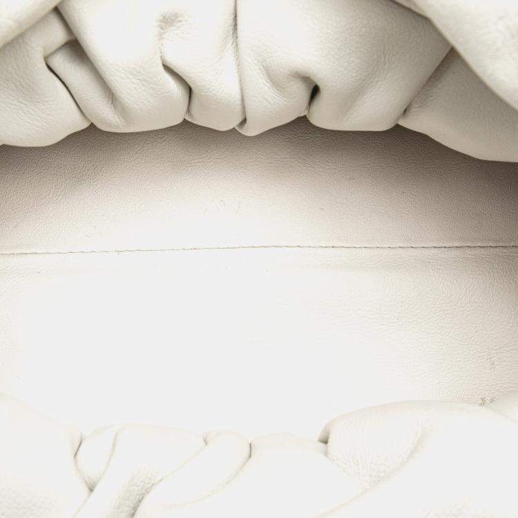 Pre Owned Bottega Veneta White Lambskin The Shoulder Pouch