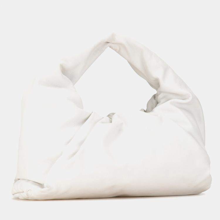 Pre Owned Bottega Veneta White Lambskin The Shoulder Pouch