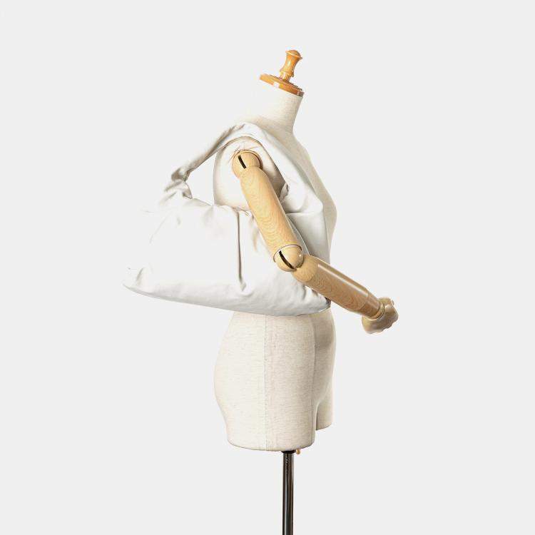 Pre Owned Bottega Veneta White Lambskin The Shoulder Pouch