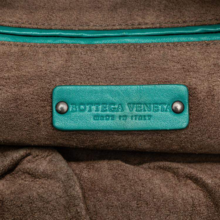 Pre Owned Bottega Veneta Blue Nappa Intrecciato Cube Shoulder Bag