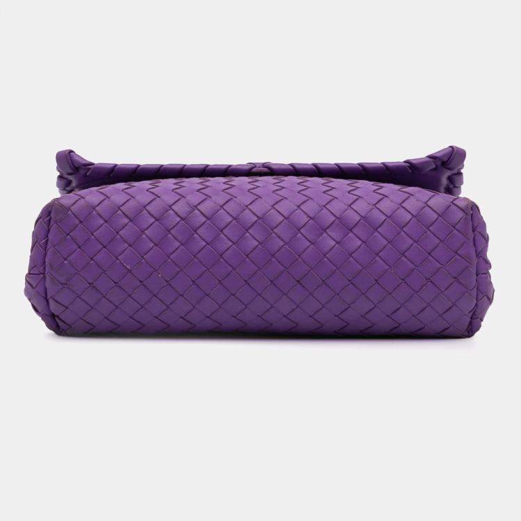 مملوكة مسبقًا Bottega Veneta Purple Small Nappa Intrecciato Olimpia Shoulder Bag