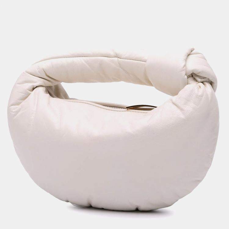Pre Owned Bottega Veneta White Mini Nappa Puffy Jodie