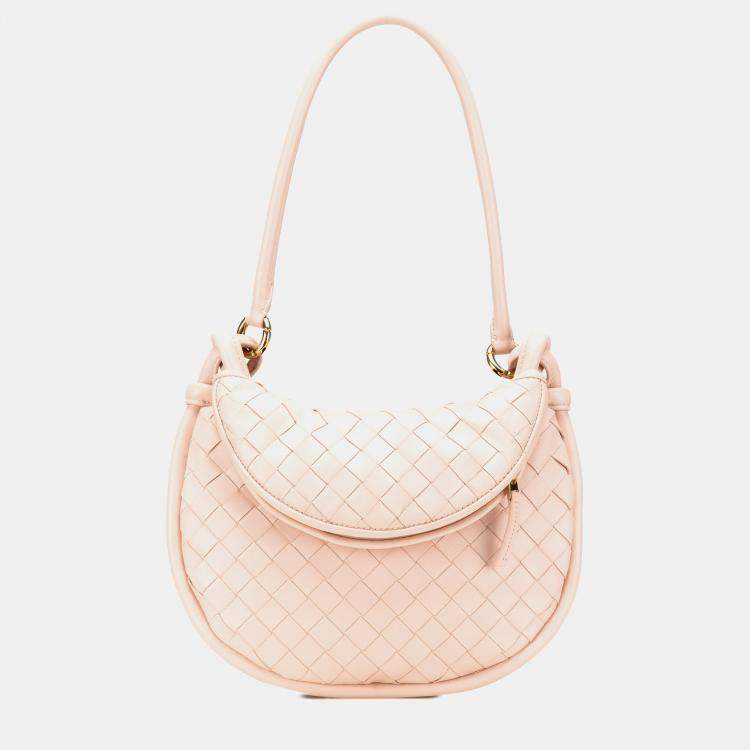 Pre Owned Bottega Veneta Pink Small Nappa Intrecciato Gemelli Hobo