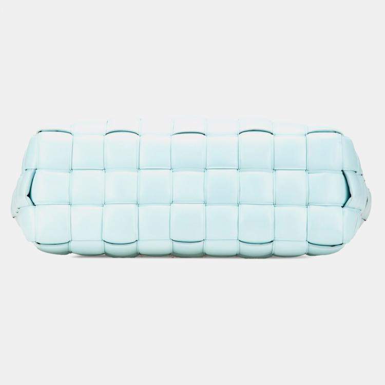 Pre Owned Bottega Veneta Blue Large Lambskin Intreccio Padded Tote