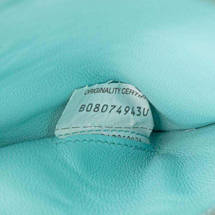 Pre Owned Bottega Veneta Blue Large Lambskin Intreccio Padded Tote