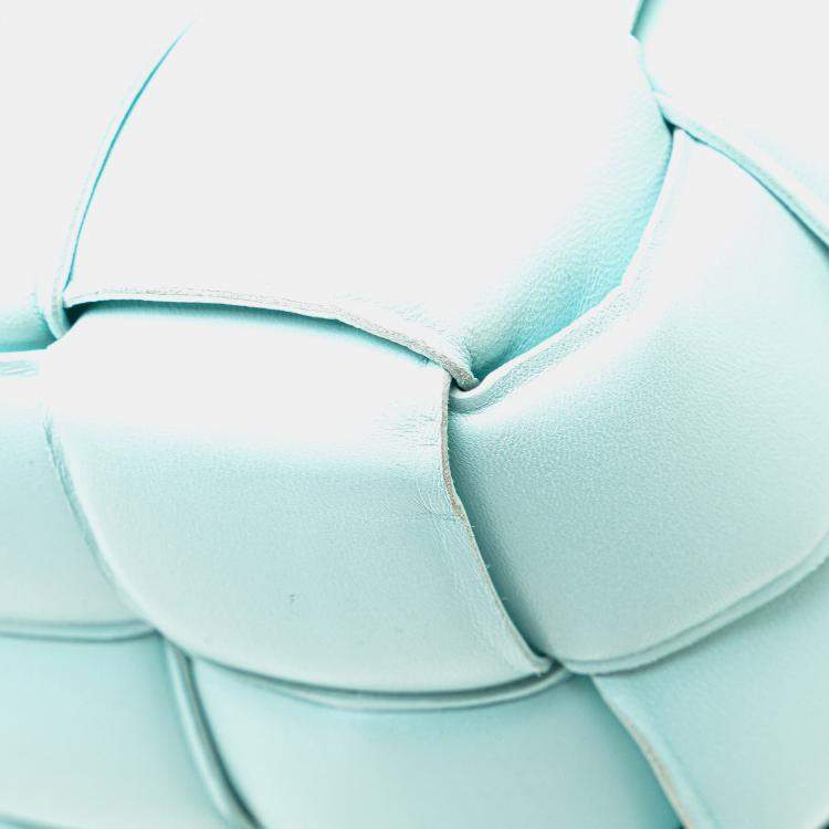 Pre Owned Bottega Veneta Blue Large Lambskin Intreccio Padded Tote