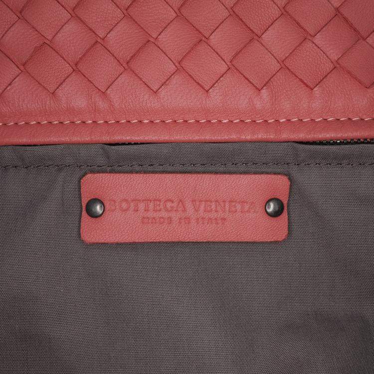 Pre Owned Bottega Veneta Red Medium Nappa Intrecciato Capri Tote