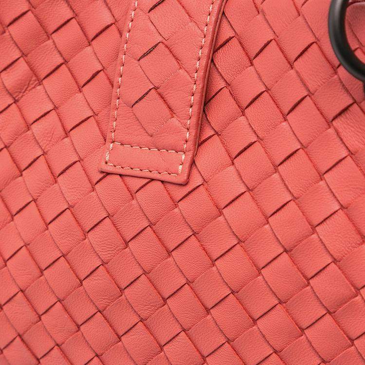 Pre Owned Bottega Veneta Red Medium Nappa Intrecciato Capri Tote