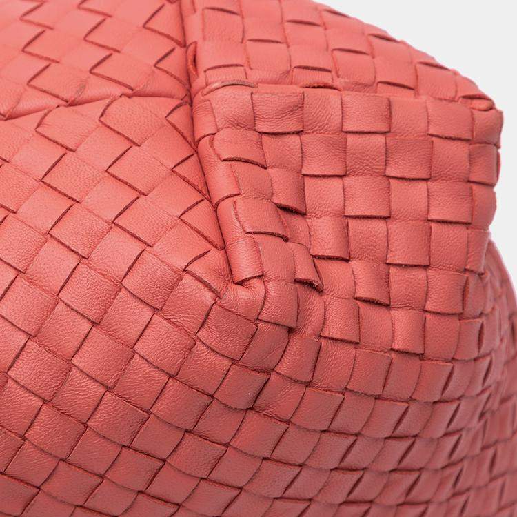 Pre Owned Bottega Veneta Red Medium Nappa Intrecciato Capri Tote