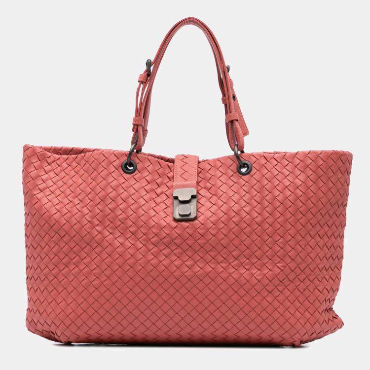 Pre Owned Bottega Veneta Red Medium Nappa Intrecciato Capri Tote