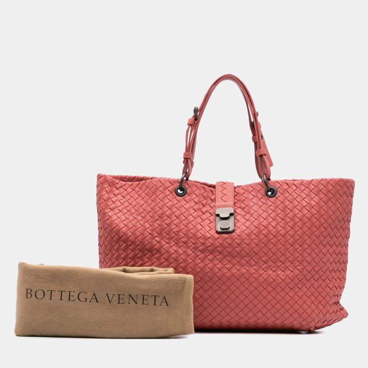 Pre Owned Bottega Veneta Red Medium Nappa Intrecciato Capri Tote