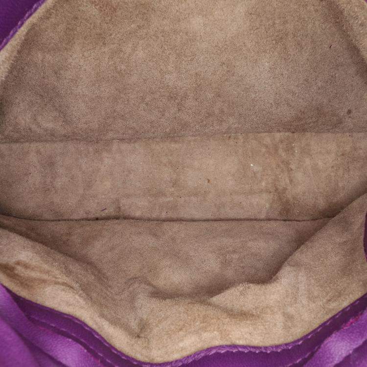 Pre Owned Bottega Veneta Purple Nappa Intrecciato Napoli Satchel