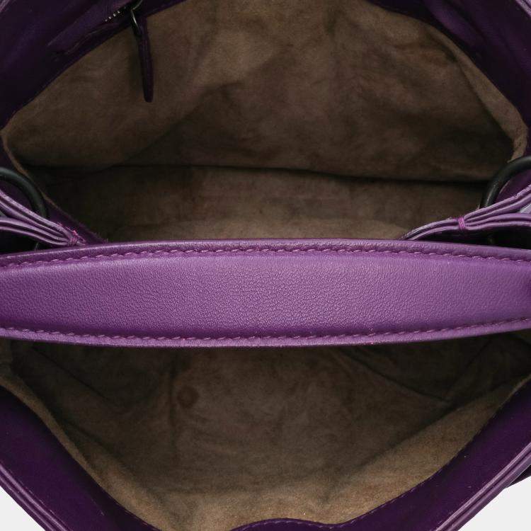 Pre Owned Bottega Veneta Purple Nappa Intrecciato Napoli Satchel