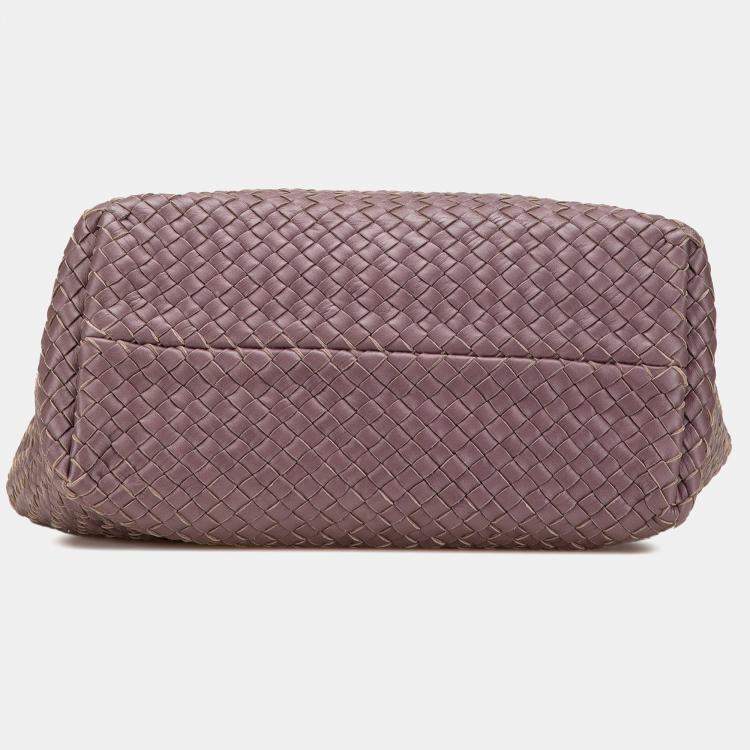 Pre Owned Bottega Veneta Pink Lambskin Intreccio Cabat Tote