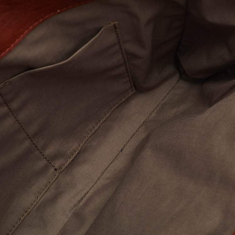 Pre Owned حقيبة كلاتش بوتيغا فينيتا جلد انتريشياتو بني/بيج بسحاب