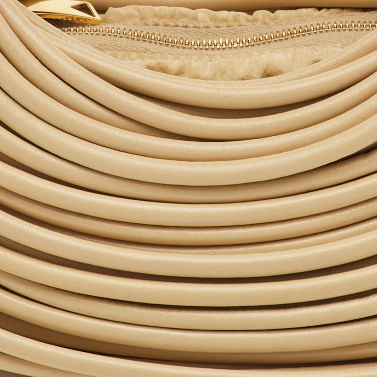 Pre Owned Bottega Veneta Double Knot Mini Beige Leather Hobo