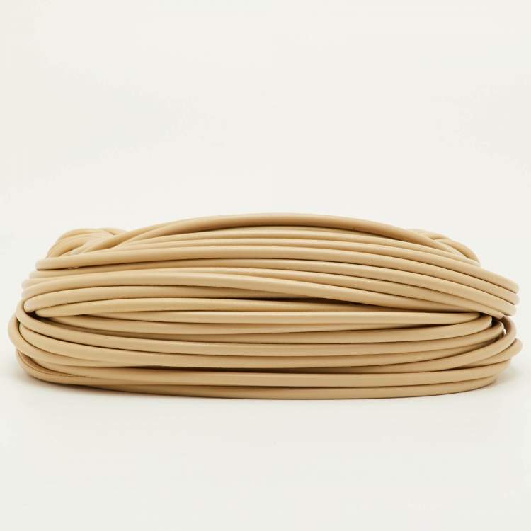 Pre Owned Bottega Veneta Double Knot Mini Beige Leather Hobo