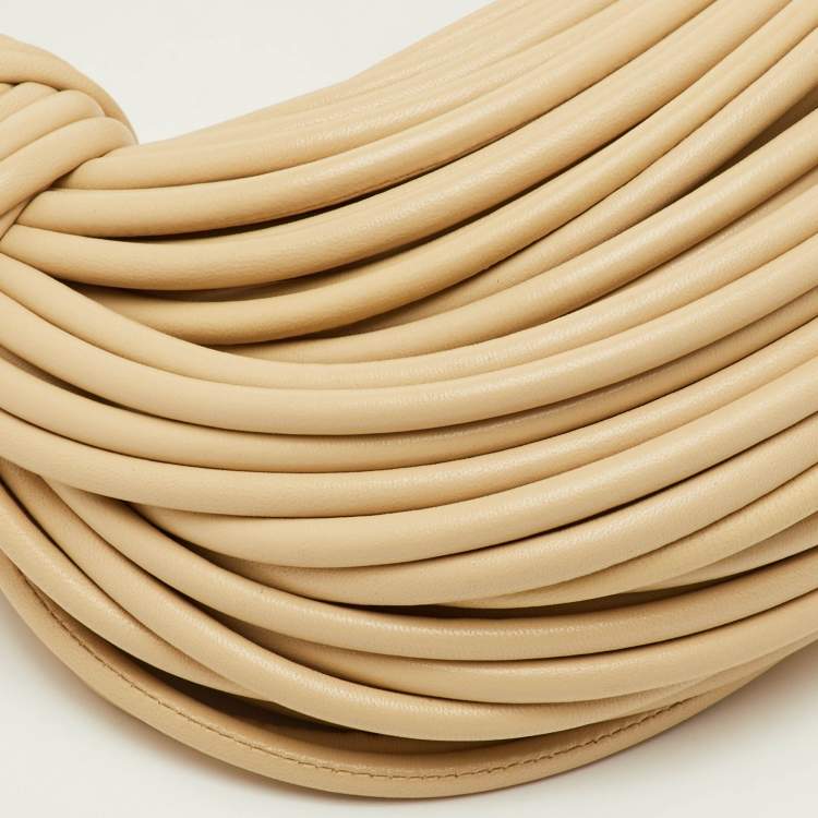 Pre Owned Bottega Veneta Double Knot Mini Beige Leather Hobo