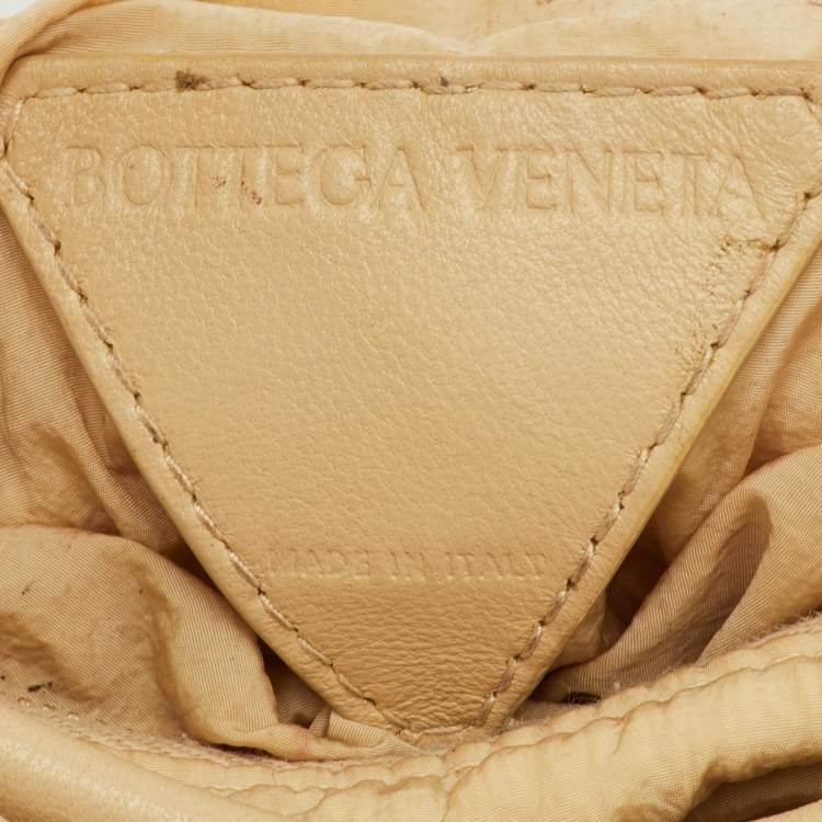 Pre Owned Bottega Veneta Double Knot Mini Beige Leather Hobo