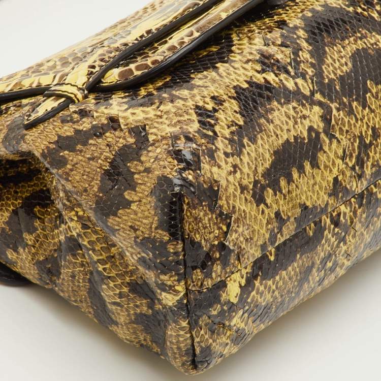 مملوكة مسبقًا Bottega Veneta Brown/Yellow Karung Leather and Watersnake Shoulder Bag