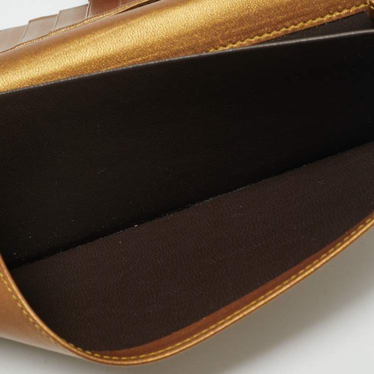 Pre Owned Bottega Veneta Grey Lizard Embossed Intrecciato Leather French Flap Wallet