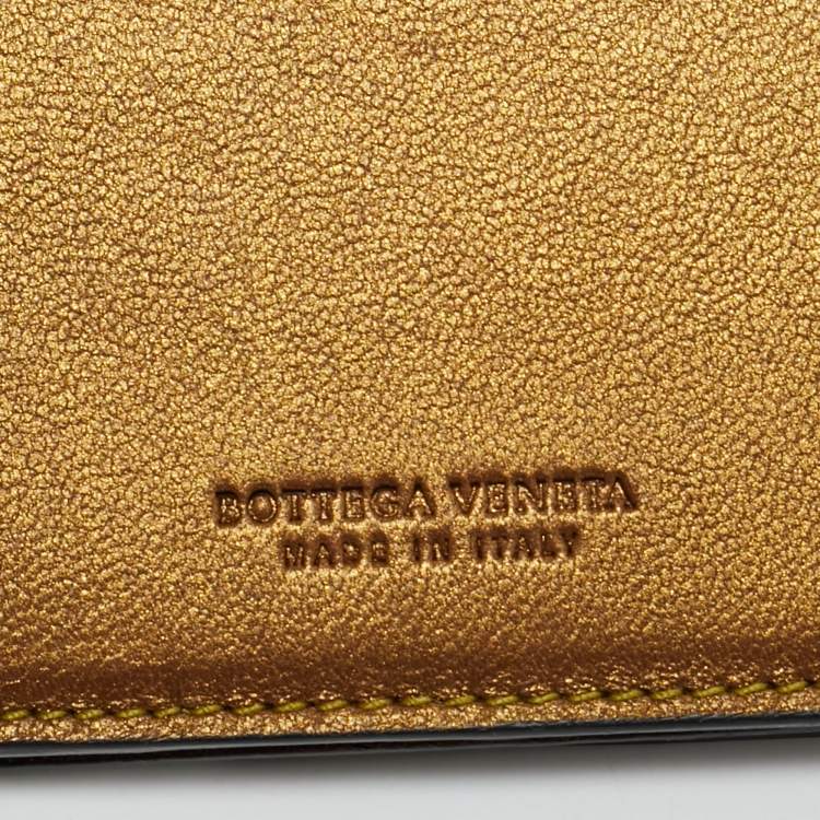 Pre Owned Bottega Veneta Grey Lizard Embossed Intrecciato Leather French Flap Wallet