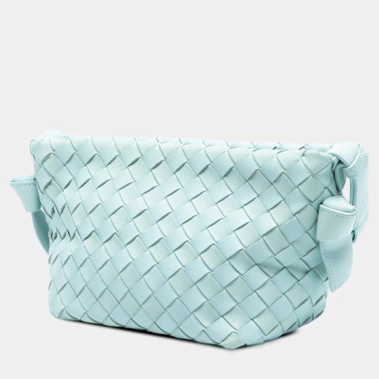 مملوكة مسبقًا Bottega Veneta Blue Lambskin Intrecciato Tie Shoulder Bag