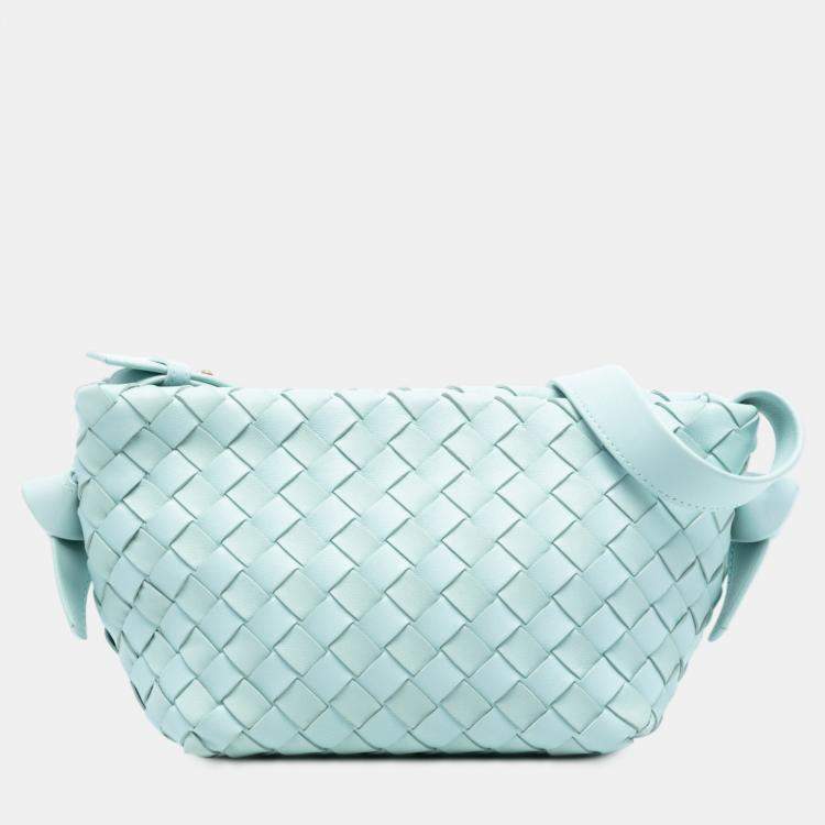 مملوكة مسبقًا Bottega Veneta Blue Lambskin Intrecciato Tie Shoulder Bag