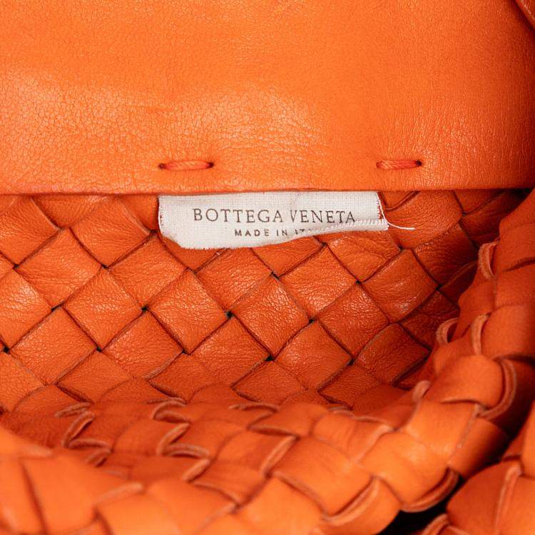 مملوكة مسبقًا Bottega Veneta Orange Large Lambskin Intreccio Cabat Tote