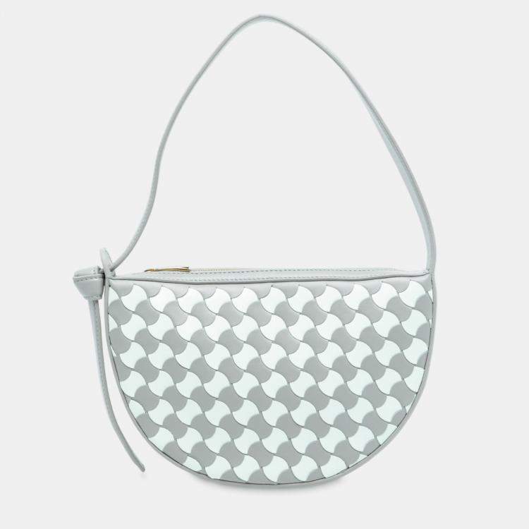 مملوكة مسبقًا Bottega Veneta Blue Mini Leather Intrecciato Sunrise Hobo