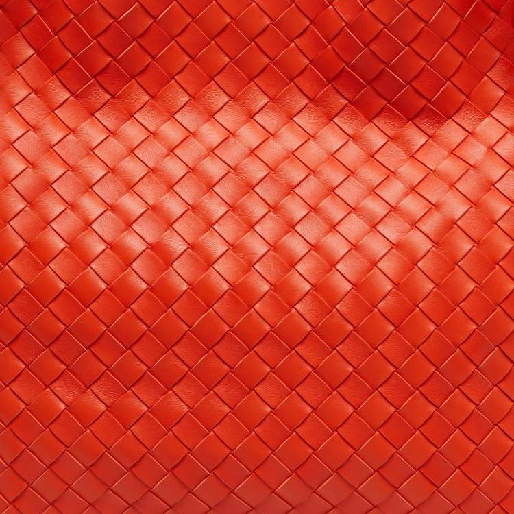 Pre Owned Bottega Veneta Andiamo Large Orange Intrecciato Leather Tote