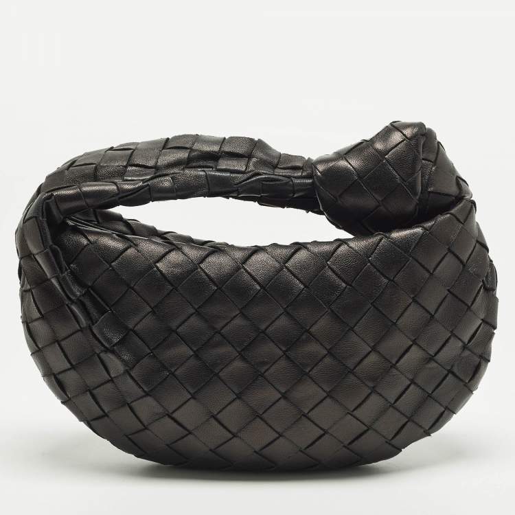 Pre Owned Bottega Veneta Jodie Mini Black Intrecciato Leather Hobo