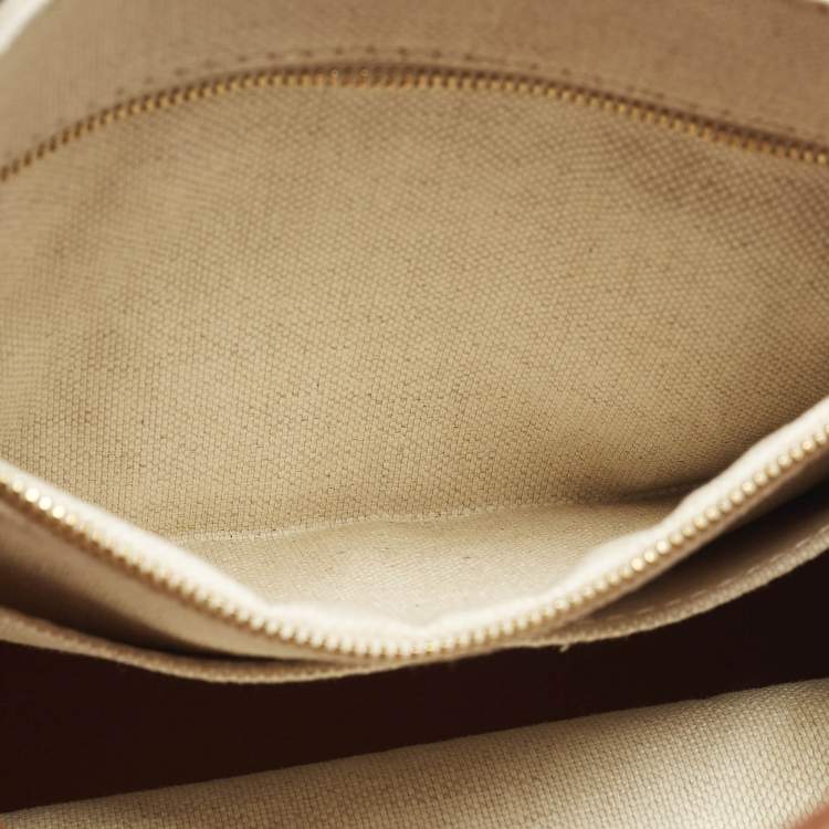 Pre Owned Bottega Veneta Andiamo Small Brown/Natural Canvas and Leather Tote