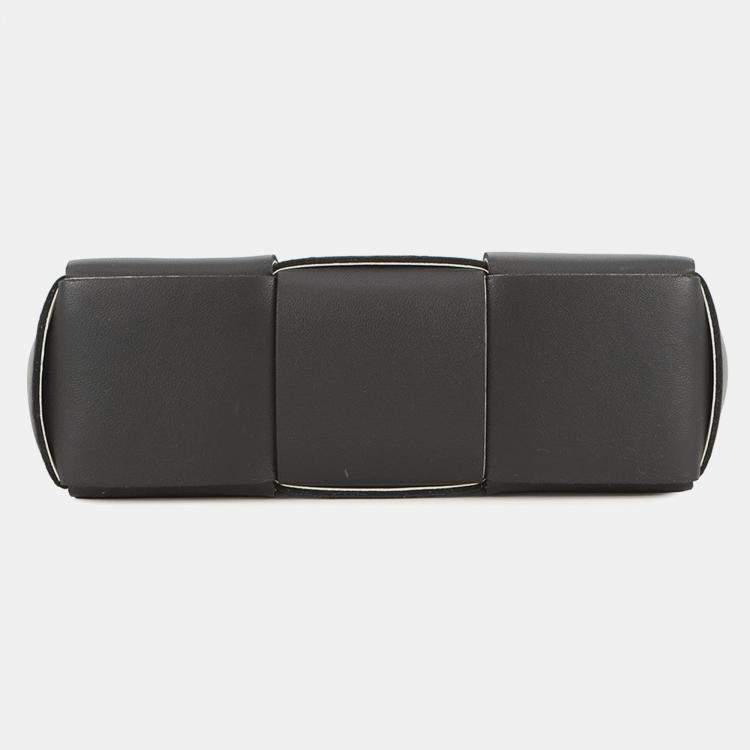 Pre Owned Bottega Veneta Maxi Intrecciato Candy Alco Tote Black/White Leather