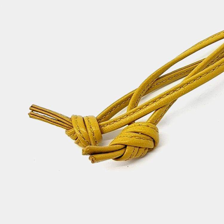 Pre Owned Bottega Veneta Yellow Leather Cassette Mini Bucket Bag