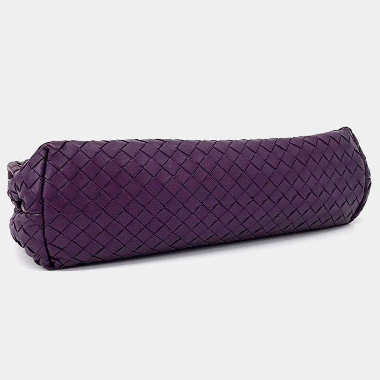 Pre Owned Bottega Veneta Purple Leather Mesh Olympia Bag
