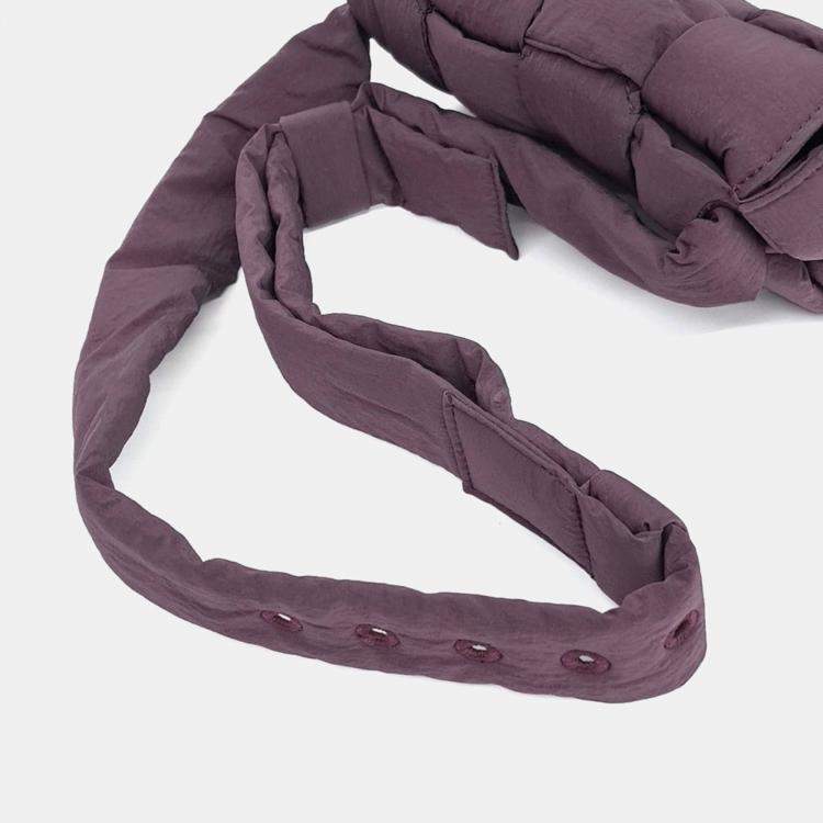 Pre Owned Bottega Veneta Purple Nylon Padded Tech Cassette Mini Belt Bag