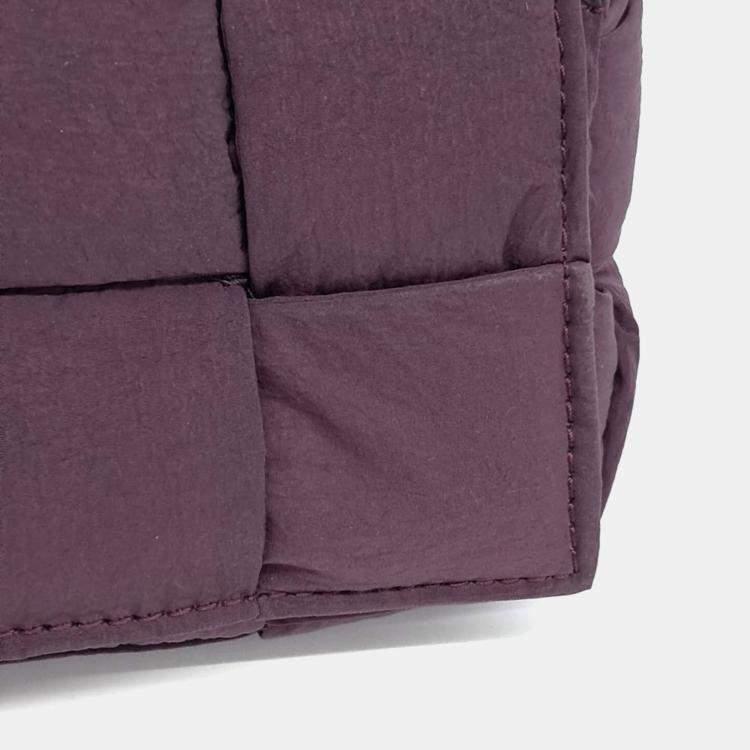 Pre Owned Bottega Veneta Purple Nylon Padded Tech Cassette Mini Belt Bag