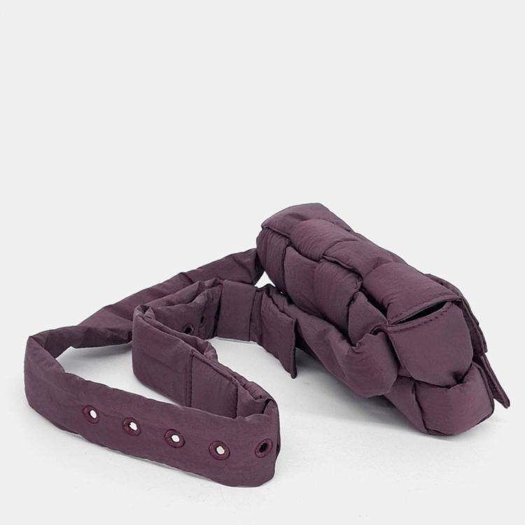 Pre Owned Bottega Veneta Purple Nylon Padded Tech Cassette Mini Belt Bag