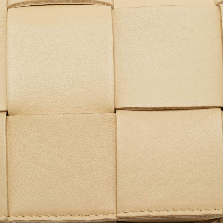 Pre Owned Bottega Veneta Cassette Mini Beige Intrecciato Leather Belt Bag